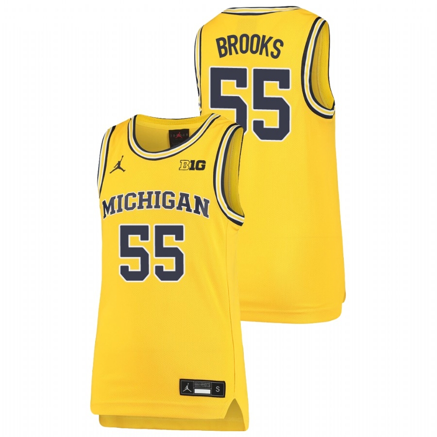 Michigan Wolverines Youth NCAA Eli Brooks #55 Maize Replica College Basketball Jersey SBZ8549JD